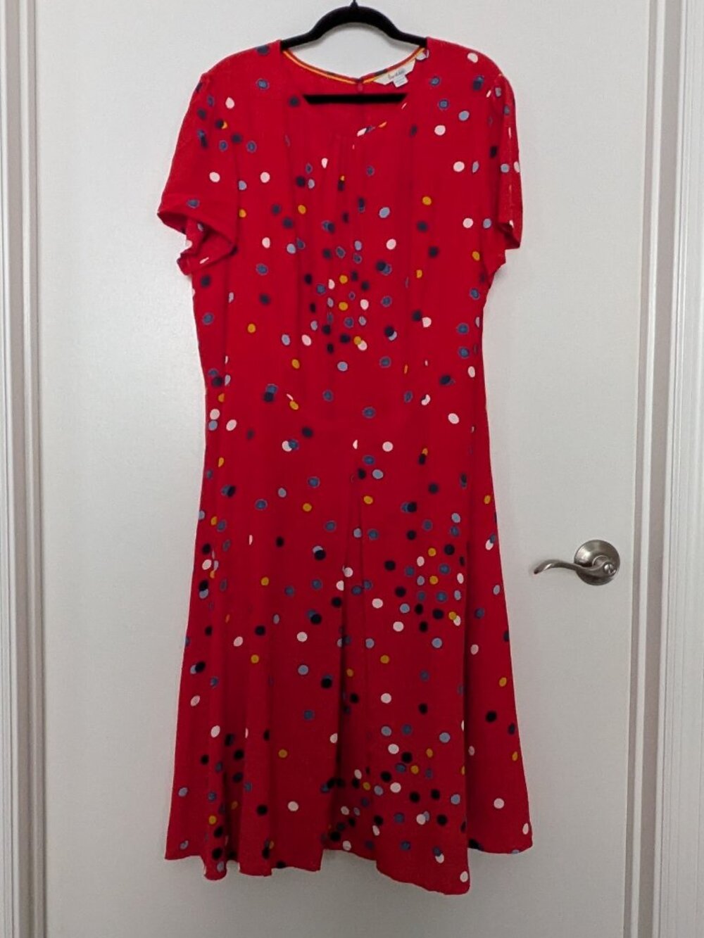 BODEN - Calissa Polka Dot Midi Dress Red Confetti Print - Sz 16